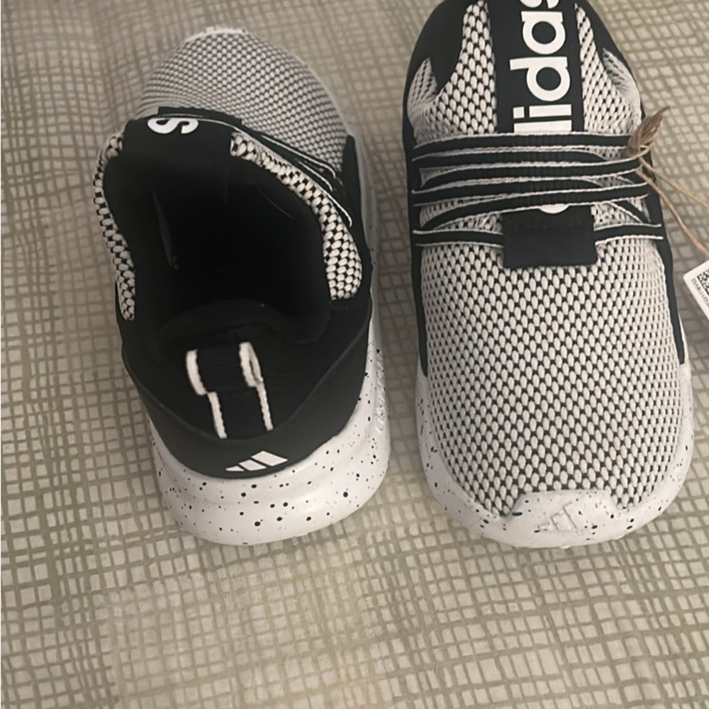 Adidas Lite Racer Adapt 7.0 Kids Black and White Mesh Sneakers